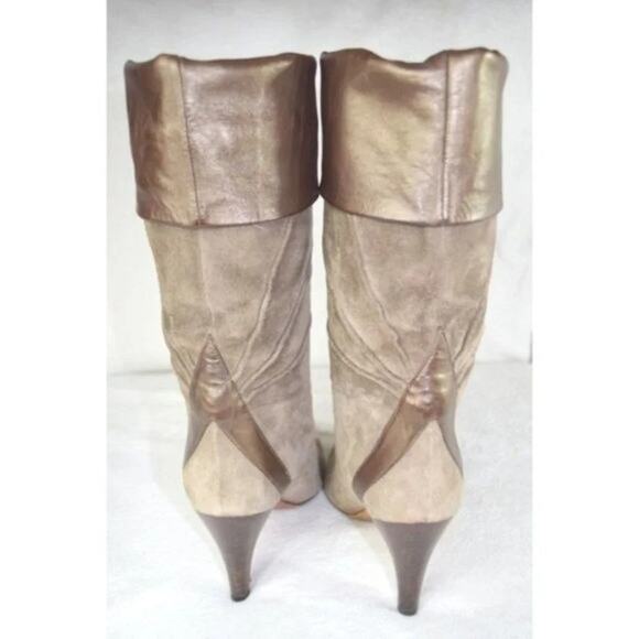 Fragiacomo Leather Suede Boots Foldover Cuff Italy Size US 5 EU 35 - Picture 5 of 11